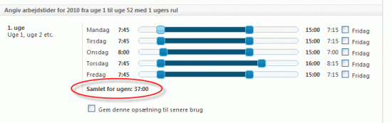 Opret arbejdstider